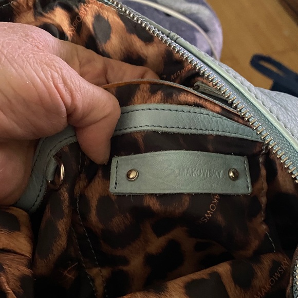 b. makowsky Woven Panel Studded Shoulder Bag - Light Blue - Picture 4 of 14